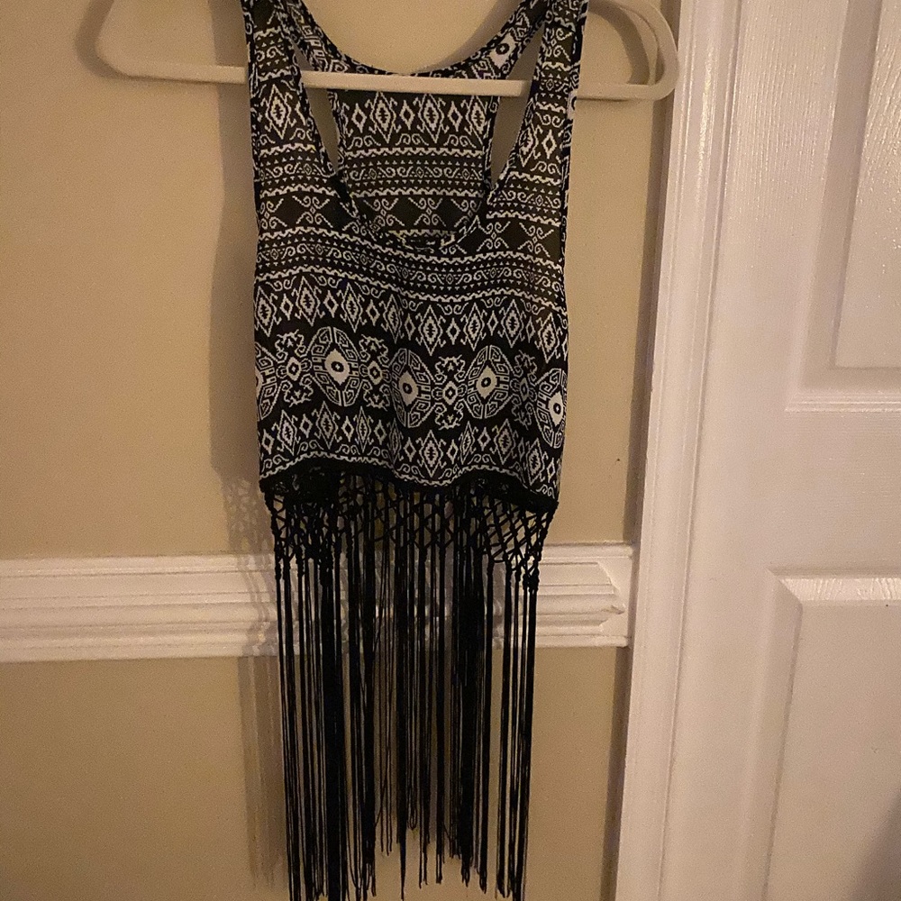 Aztec Long Tassled Sheer Swim Coverup/ Tank (NEW)
